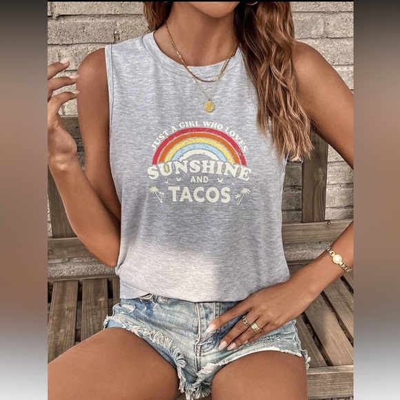 🔥3 for $20🔥 SHEIN || NWOT Sunshine & Tacos Tank Top (M) - Picture 1 of 11